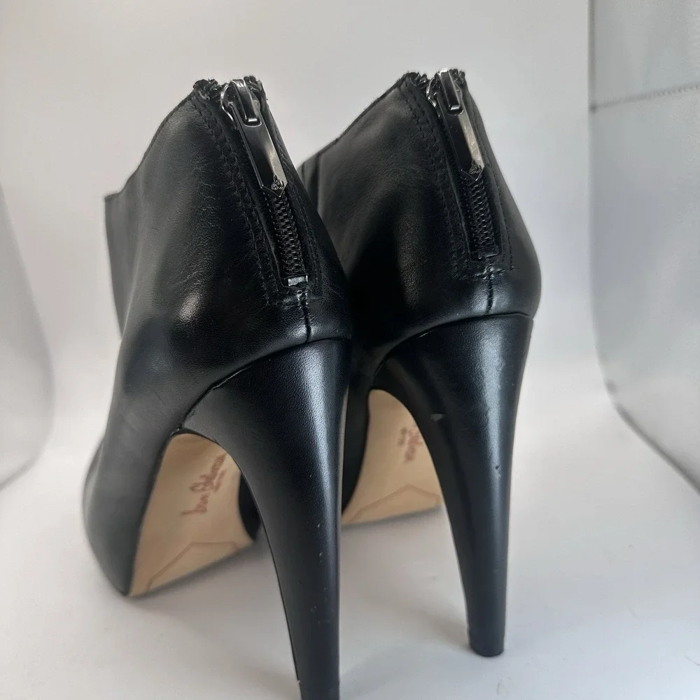 Sam Edelman Keaton‎ Women's Black Leather Zip Heel Booties Size 9.5 Sexy $139
